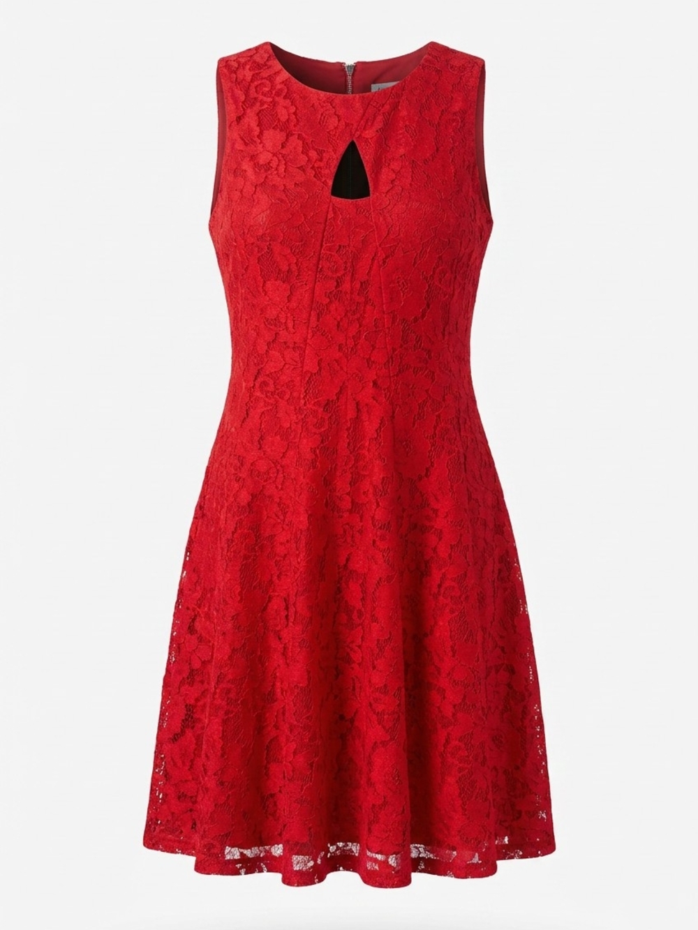 Danny & Nicole Red Lace Fit-and-Flare Dress